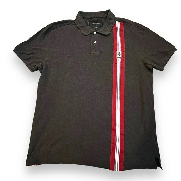 Ferrari Polo Short Short Sleeve Racing Stripe Prancing Horse Logo Small Fit XXXL