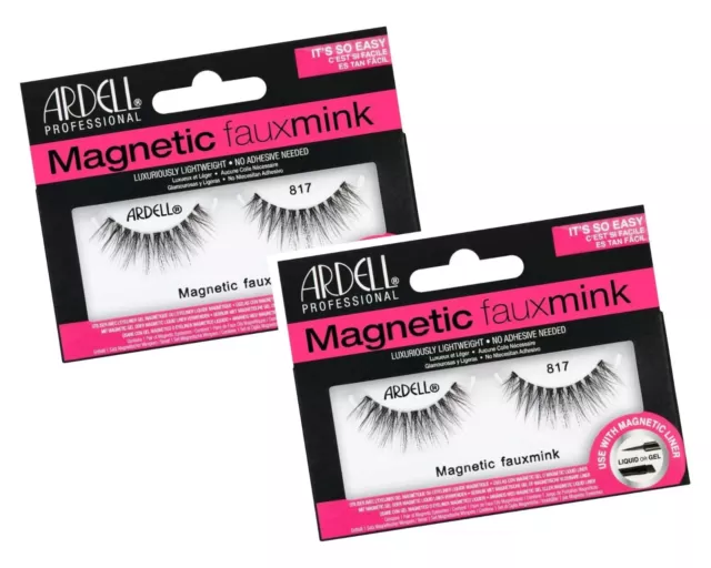 Ardell False Eyelashes - Magnetic Strip Lashes- Fauxmink - 817 ( Pack of 2 )