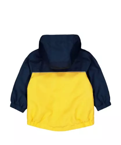 Giacca con cappuccio per bambini blu e giallo resistente alla doccia rivestita Mac impermeabile 2