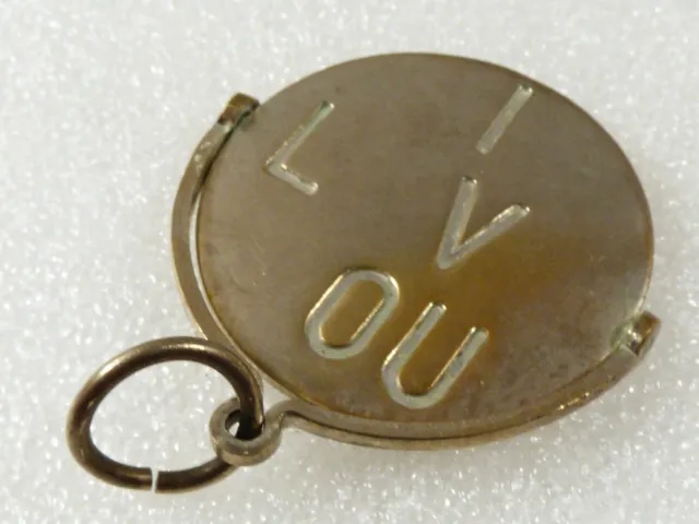 Vintage I Love You Spinner silver tone Charm