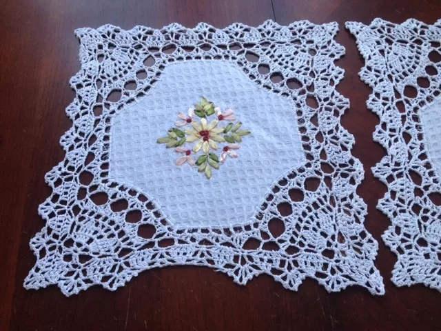 6 PCS 10" Square Crochet Lace Doily COLOR white  100 % COTTON