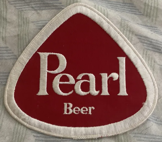 Vintage Large Pearl Beer Embroidered Sewn  Patch San Antonio Texas Brewery Cloth
