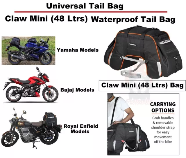 Black "Claw Mini Waterproof Tail Bag Fit For Sports & Street Motorbikes"