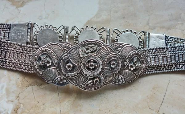 *Hochzeitsgürtel Silver Gürtel Antik 800 Silber Designer 19.Jh. Länge 80 cm