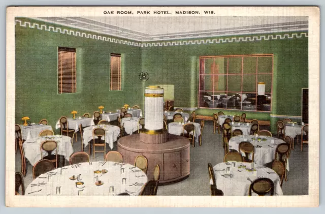 c1940s Oak Room Park Hotel Madison Wisconsin Vintage Postcard