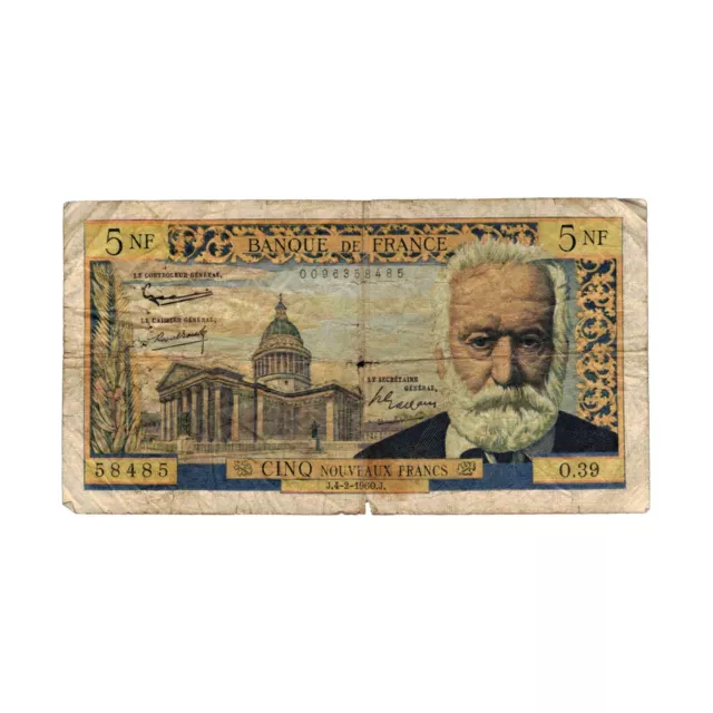 France - billet 5 nouveaux francs 1960 Victor Hugo - B - Fay. F.56.05 - P.141