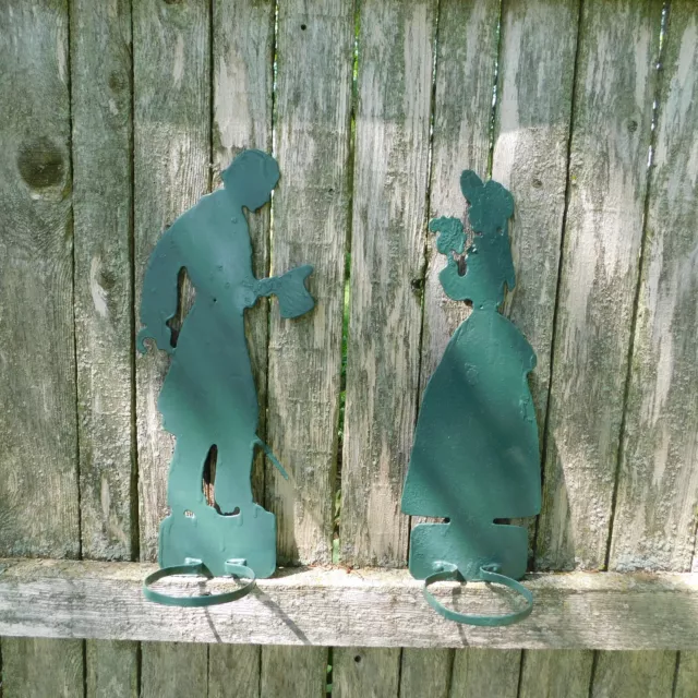 Vintage "Courting Pair" Metal Wall Hanging Garden Flower Pot Plant Holders