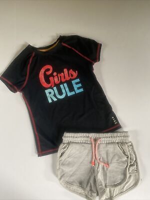 Lot Lands' End Girls Sz 6/6x Black Girls Rule T-Shirt Cat & Jack Athletic Shorts