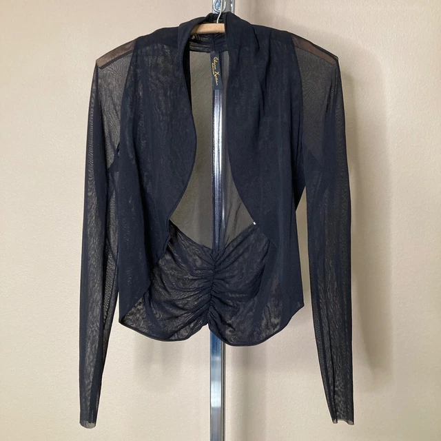Elana Kattan Sheer Black Long Sleeve Open Front Shrug S/M