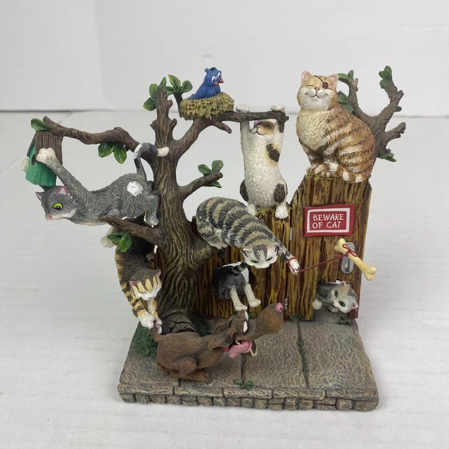 Rare Gary Patterson Danbury Mint Kitty City Cats in Tree Beware Teasing Dog Play