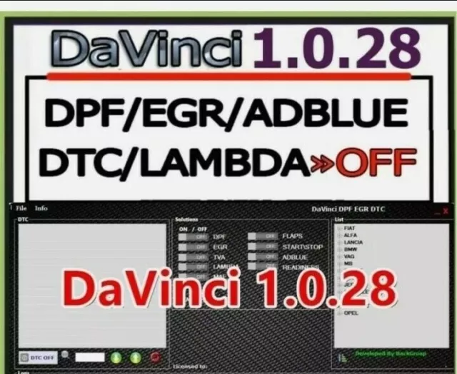 Davinci Software EGR DPF FAP Remove 1.028 2022