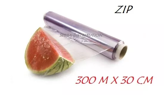 FILM ÉTIRABLE ALIMENTAIRE 300 M x 30 CM , BOITE DISTRIBUTRICE AVEC LAME ZIP