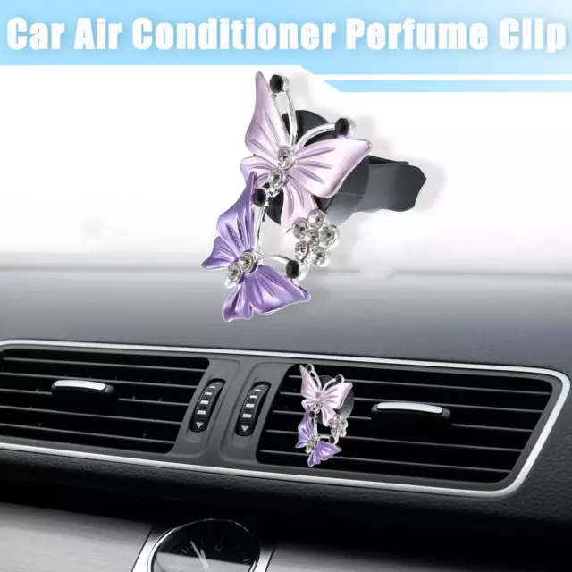 Car Butterfly Shape Decorative Clips for Air Conditioner Outlet Vent Purple