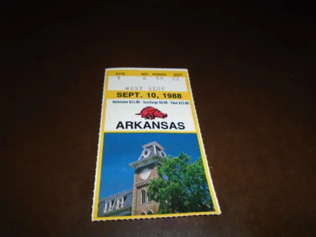 1988 Tulsa  At Arkansas College Football Ticket Stub