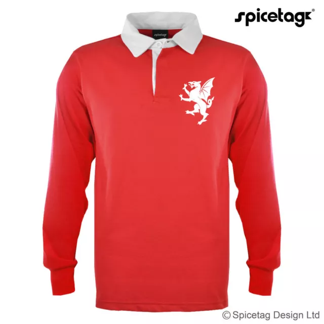 Maglione retrò Galles Dragon Rugby Rossa Galles Camicia Vintage Scudo Cymru Top 2