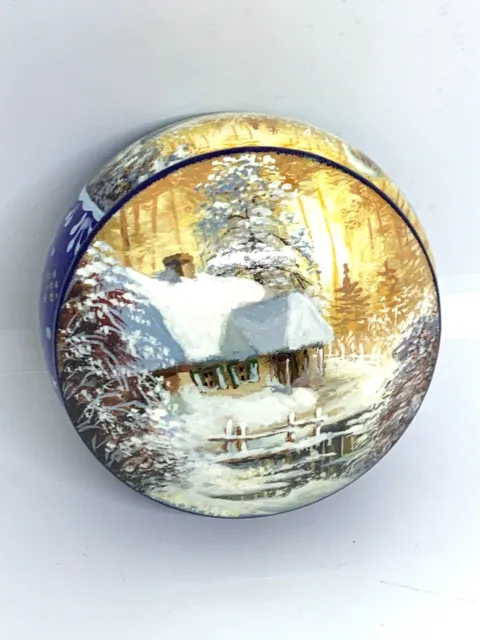 Winter Scene Wooden  Lacquer Box  Christmas Gift Hand Painted Wood  Jewelry