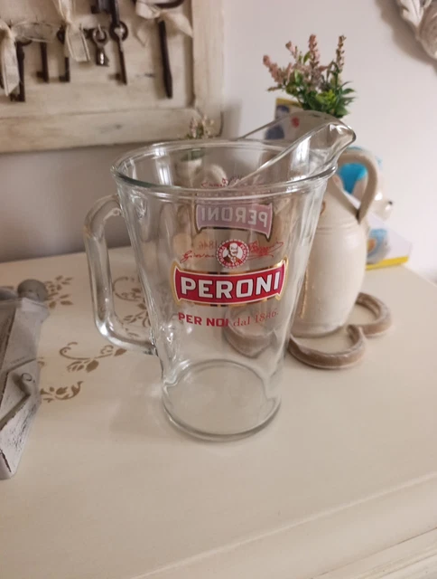 Paire De Cendriers Peroni En Verre Transparent – Logo Rouge Vintage