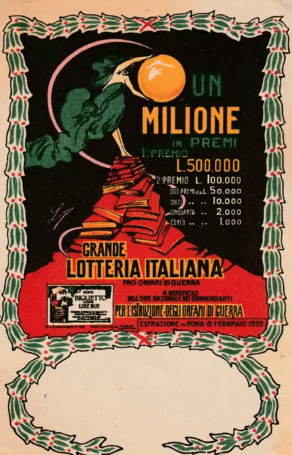 Bellissima Cartolina Lotteria Italiana  1922 Non Viaggiata