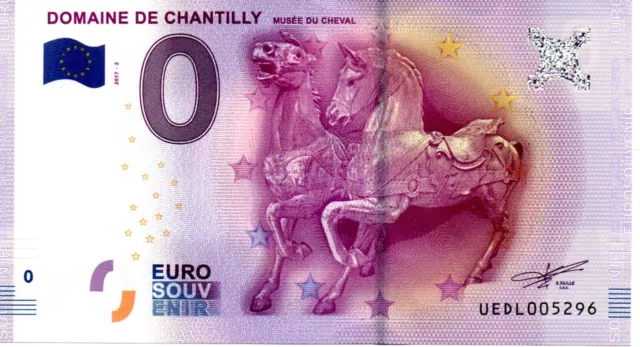 Billet Euro Souvenir - 0 Euro - Domaine De Chantilly - Musee Du Cheval 2017-2