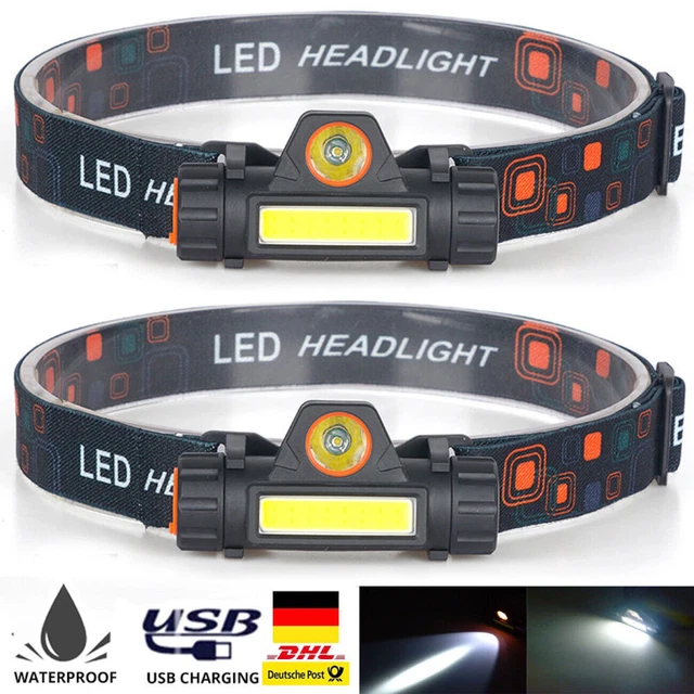 Torcia frontale ricaricabile a LED Lampada da pesca Torcia da campeggio Ampia gamma di illuminazione con sorgente luminosa a 3 colori bianco/rosso/giallo  39