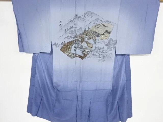 35938# Japanese Kimono / Antique Mens Juban / Rough Wave & Hawk & Jigami