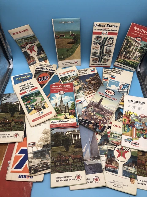 29 Vintage Esso American Texaco Gulf Chevron Union 76 Advertising Road Maps