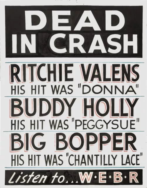 Died in Airplane Crash Buddy Holly Ritchie Valens Or A Metal Tin Sign 12 x 18