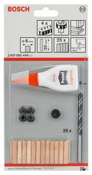 Bosch Holzdübel-set, 32-teilig,6 MM, 30 MM 2