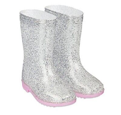 MOTHERCARE Girls Wellies Baby Pink Sparkly Rubber Wellington Boots Waterproof