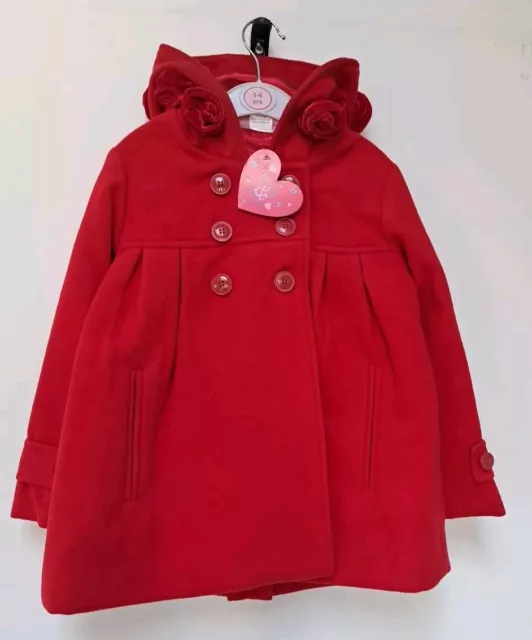 Girls Red Rose Coat By LILY & JACK - age 5-6  BNWT