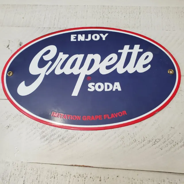 Vintage Enjoy Grapette Soda Porcelain Advertising Sign