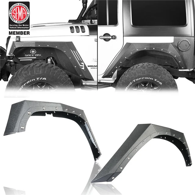 ARMOR STYLE FRONT & Rear Fender Flares Mud Guards for Jeep Wrangler JK