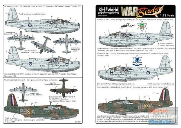 KSW172077 1:72 Kits-World Decals Sunderland Mk I