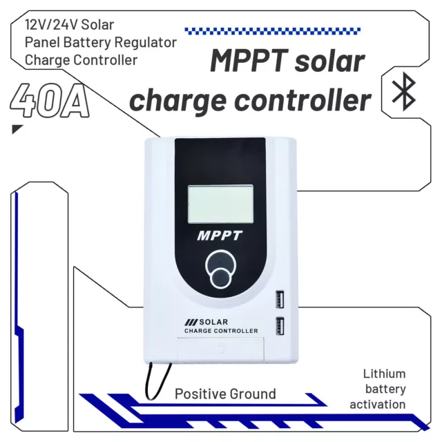 12V/24V Solar Panel Battery Regulator Charge Controller 40A MPPT Auto LCD