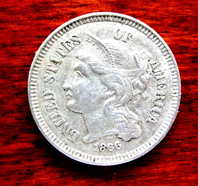 U.S 1866 Three Cent Nickel 3c Coin