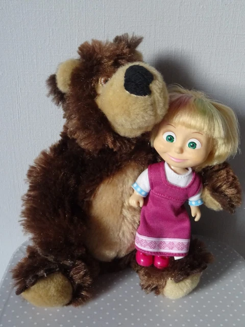 MASHA and the BEAR OURS PELUCHE 20 CM ET POUPEE ARTICULEE SIMBA 13 CM