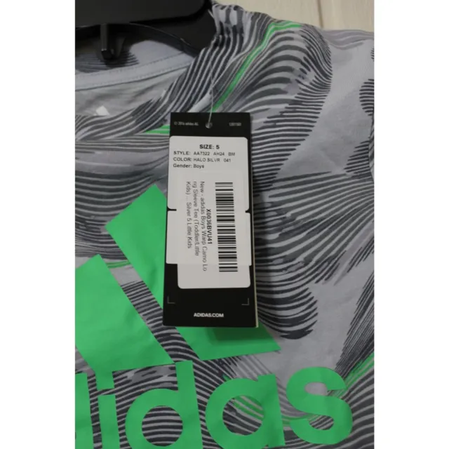 Adidas Kids Camo Silver long sleeve t-shirt - Size 5 - Silver/green