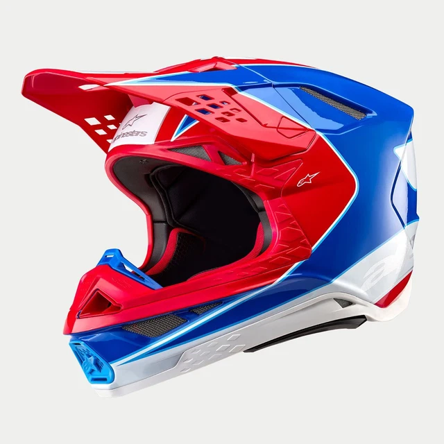 Alpinestars 2024 Supertech SM10 Aeon Bright Red Blue Motocross Helmet MX Quad