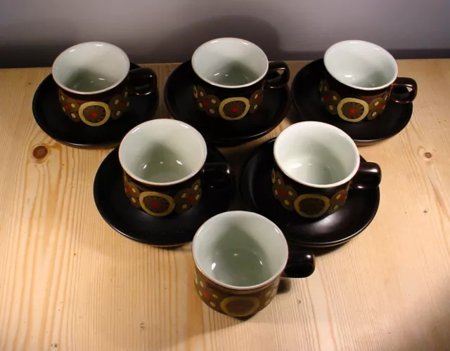 Denby Arabesque Six Cups Five Saucers