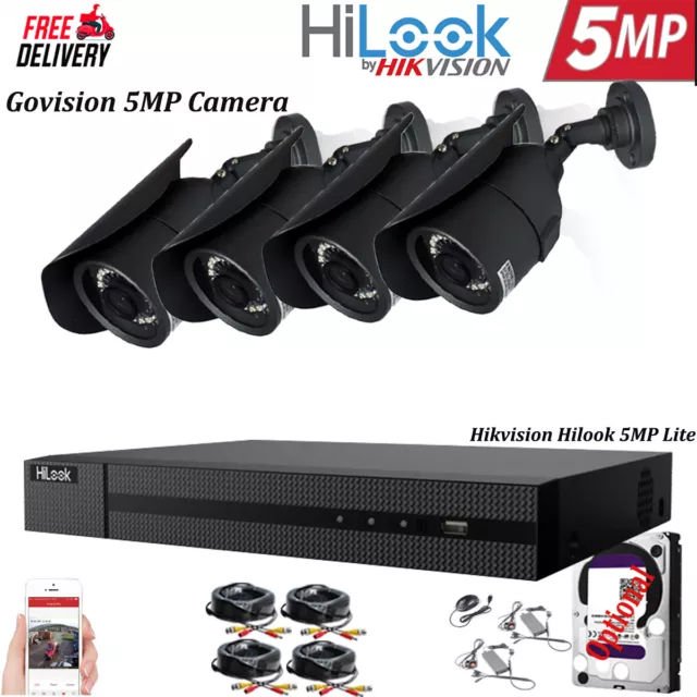 Hikvision CCTV Camera System 5MP 4CH DVR HDD Outdoor Home/Office Security Kit UK