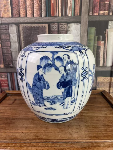 Stunning Large Chinese Blue And White Porcelain Jar 19th Century 3