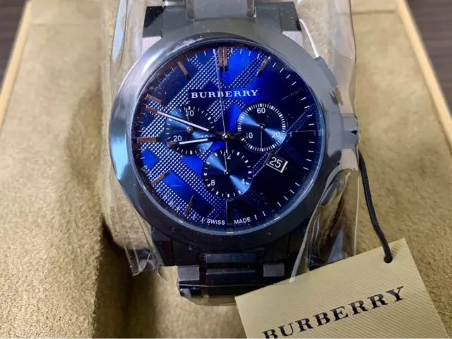 Brand New Burberry BU9365 Gray Ion Plated Stainless Steel Blue Dial Men's Watch