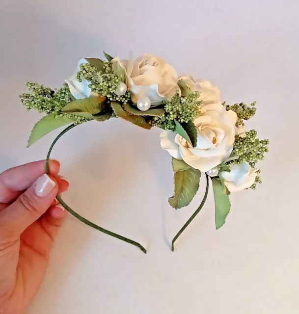 CERCHIETTO FIORI PER sposa ,fatta a mano. Flower band for bride, handmade  EUR 29,00 - PicClick IT