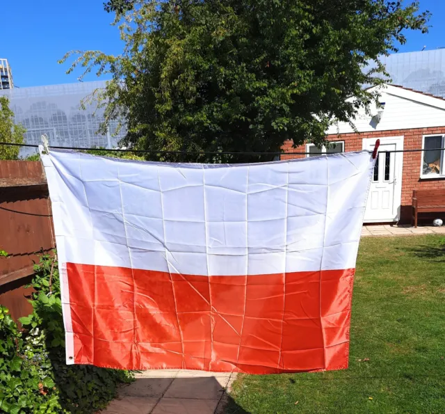 LARGE 5ft x 3ft Poland Polish Polska Flag Football Olympic Supporter Europe Fans