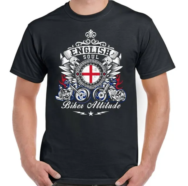 English Biker T-Shirt Soul Attitude Mens Motorbike Motorcycle Bike Cafe Racer