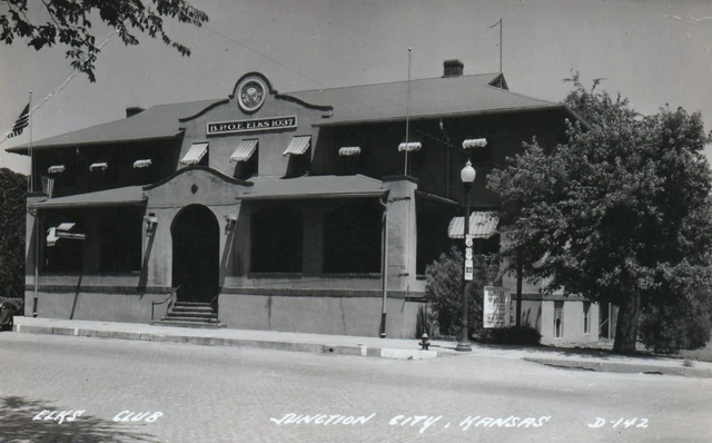 Vintage Elks Club BPOE 1037 Junction City Kansas Real Photo Postcard RPPC
