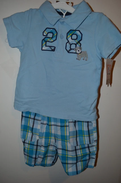Carters  Infant  Boys 2 Piece Shorts Set  Size NB 3M  6M 9M 18M NWT Dog Blues