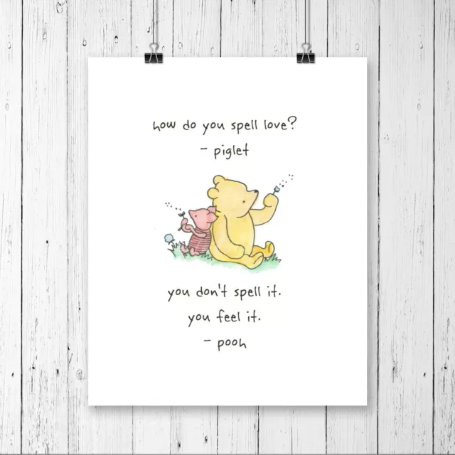 Winnie The Pooh Piglet How Do You Spell Love? Wall Art Poster Room Deco Unframed
