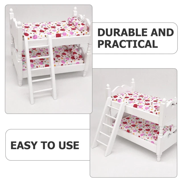 MINI DOLL HOUSE Wooden Bunk Bed Dollhouse Accessories Realistic £14.99