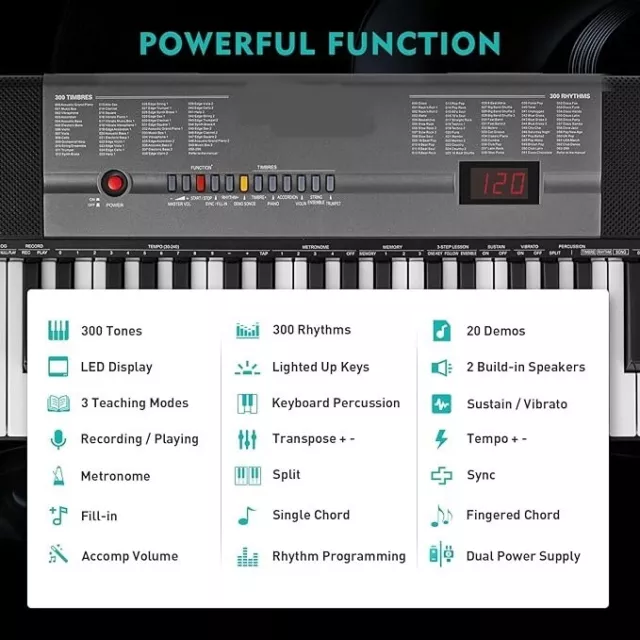 Piano Eléctrico Electrónico Para Niños Principiantes Con Banco 3 Modos Aprendiz 2